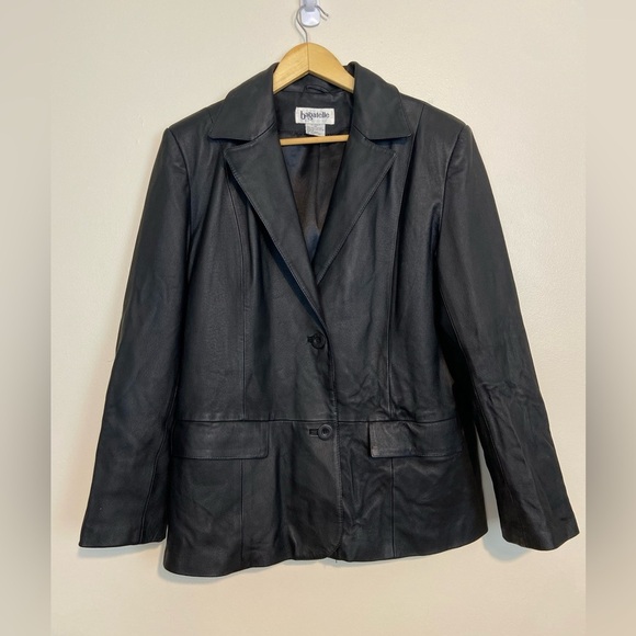 Vintage 90’s Y2K Bagatelle Black Leather Blazer Jacket - Picture 1 of 5